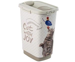 Rotho MyPet Cody Recipiente de comida para mascotas de 25 litros con tapa y vertedor, Plástico (PP) sin BPA, antracita/blanco, 25l (33.0 x 25.0 x 46.3 cm)