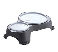 Rotho MyPet Sally Doble tazón de alimentación con tapa, Plástico (PP) sin BPA, antracita, 1l + 0.28l (32.0 x 23.7 x 7.0 cm)