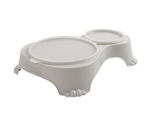 Rotho MyPet Sally Doble tazón de alimentación con tapa, Plástico (PP) sin BPA, arena, 1l + 0.28l (32.0 x 23.7 x 7.0 cm)