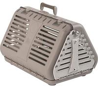 Rotho MyPet Toby Caja de transporte plegable para gatos, perros pequeños y animales pequeños, Plástico (PP) sin BPA, beige/blanco, (53.4 x 42.5 x 12.4 cm)