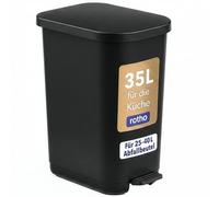 Rotho Orbe Cubo de Basura de 35 L con Pedal, Contenedor de Cocina Antracita