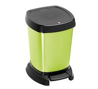 Rotho Paso Cubo de basura 6l para el baño con pedal y tapa, Plástico (PP) sin BPA, verde/metálico, 6l (23.4 x 21.9 x 29.2 cm)