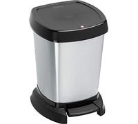 Rotho Paso Cubo de basura 6l para el baño con tapa, Plástico (PP) sin BPA, platametálica..., 6l (23.4 x 21.9 x 29.2 cm)
