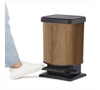 Rotho Paso Cubo de basura de 20l con tapa, Plástico (PP) sin BPA, Madera, 20l (29.3 x 26.6 x 45.7 cm)
