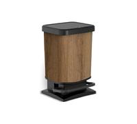 Rotho Paso Cubo de Basura Cocina 20 L con Tapa de Plástico PP Color Madera | Cubo de basura de 20 L, papelera de cocina con tapa, plástico PP, 29,3 x 26,6 x 45,7 cm, color madera