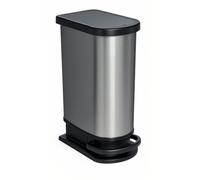 Rotho Paso - Cubo de Basura de 50 L con Pedal y Tapa, Plástico (PP) sin BPA, Gris (Carbono Metálico), 50 L (44.0 x 29.0 x 67.0 cm)