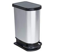 Rotho Paso - Cubo de Basura de 50 L con Tapa, Plástico (PP) sin BPA, Gris Plateado Metálico, 50 L (44.0 x 29.0 x 67.0 cm)