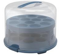 Rotho Recipiente para tartas Fresh con bandejas, plástico de calidad alimentaria (PP) sin BPA, azul/transparente, 35,5 x 34,5 x 26 cm