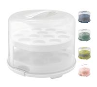 Rotho Recipiente para tartas Fresh con bandejas, plástico de calidad alimentaria (PP) sin BPA, blanco/transparente, 35,5 x 34,5 x 26 cm