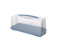 Rotho Recipiente para tartas Fresh con tapa y asa, de plástico de grado alimenticio, sin BPA, azul y transparente, 36 x 16,5 x 16,5 cm