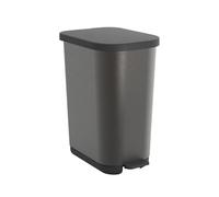 Rotho Ribo - Cubo de basura con tapa y pedal (25-40 litros, uso óptimo de la bolsa de basura (grafito)
