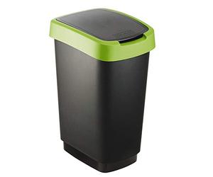 Rotho Salsa Cubo de Basura Cocina 25 L Cubo Basura con Tapa en PP Verde | Papelera de cocina, cubo de basura reciclaje, tapa abatible de cierre silencioso, diseño compacto de PP verde para residuos