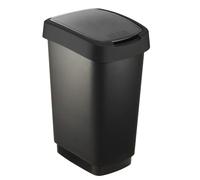Rotho Salsa Papelera 25l con tapa, Plástico (PP) sin BPA, negro, 25l (33.3 x 25.2 x 47.6 cm)