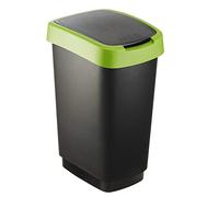Rotho Salsa Papelera 25l con tapa, Plástico (PP) sin BPA, verde, 25l (33.3 x 25.2 x 47.6 cm)