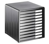Rotho Timeless Cajón / caja de oficina con 10 cajones, Plástico (PS) sin BPA, antracita, (34.5 x 29.0 x 32.0 cm)