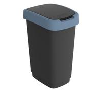 Rotho Twist Papelera con tapa para reciclaje de residuos, sin BPA, 25 l, negro/azul oscuro