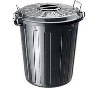 RothoPro Basic Cubo de basura de 25l con tapa, Plástico (PP) sin BPA, negro, 25l (37.0 x 36.0 x 41.5 cm)