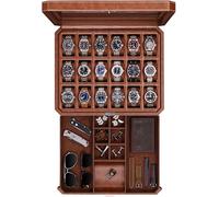 ROTHWELL Caja para 18 relojes con cajón para accesorios (marrón claro/marrón)