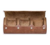 ROTHWELL Estuche de viaje con rollo de reloj para 3 relojes | 100% cuero auténtico, resistente protección portátil, se adapta a todos los relojes de pulsera (bronceado/bronceado)