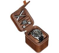 ROTHWELL Estuche de viaje para reloj individual con tapa para accesorios (marrón/marrón)