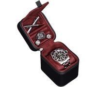 ROTHWELL Estuche de viaje para reloj individual con tapa para accesorios (negro/rojo)