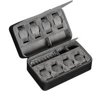 ROTHWELL Estuche organizador de viaje para 8 relojes, 2 pares de gafas de sol, anillos y gemelos, protección portátil resistente con cremallera, se adapta a todos los relojes