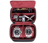 ROTHWELL Organizador de almacenamiento de 2 relojes para 2 relojes, protección portátil resistente con cremallera, se adapta a todos los relojes de pulsera y relojes inteligentes de hasta 50 mm (negro