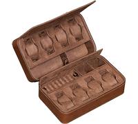 ROTHWELL Organizador de almacenamiento de estuche de viaje de 8 relojes para 8 relojes, 2 pares de gafas de sol, anillos y gemelos | La protección portátil resistente con cremallera se adapta a todos