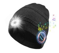 Rotibox Gorro Bluetooth con luz, regalos para hombres, papá, marido, cumpleaños, Navidad, relleno de calcetines para hombres, mujeres y adolescentes, color negro