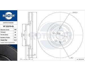 ROTINGER 2X Disco De Freno Ventilado Eje Delantero Para Audi A4 Avant 8W5 8WD B9