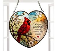 Rotkehlchen Sonnenfänger Für Fenster - Bunter Kardinal-Vogel Lichtfänger Aus Acryl 20cm | Hängende Fensterdeko Für Garten, Balkon & Wohnzimmer | Regenbogen-Effekt & Elegante Wanddeko