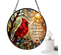Rotkehlchen Sonnenfänger Für Fenster - Bunter Kardinal-Vogel Lichtfänger Aus Acryl 20cm | Hängende Fensterdeko Für Garten, Balkon & Wohnzimmer | Regenbogen-Effekt & Elegante Wanddeko
