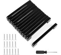 ROTKUSZ 12 Piezas Manijas de Cocina Negras, Tiradores Cajones Aleación de Aluminio, con 30 Tornillos y 1 Destornillador, Distancia de Perforación 128mm, para Puertas de Armarios, Cajones de Gabinete