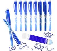 ROTKUSZ 20 Piezas Boligrafos Borrable, Punta de 0.5 mm Bolis Borrables, 10 Bolígrafos Borrables + 10 Recambios de Bolígrafo, Bolígrafos de Gel Borrables con goma para Adultos, Niños