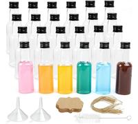 ROTKUSZ 24 Piezas Botellas Vacías para Licor, Reutilizable de Plástico 50 ml, con 2 Embudo y 24 Etiqueta - Mini Botella para Bodas y Fiestas