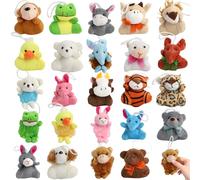 ROTKUSZ 24 Piezas Peluches Pequeños Animales Juguetes, Llaveros de Peluche, Piñata Cumpleaños Infantil, Mini Juguetes de Peluche de Animales Surtidos, para Llavero, Bolsas, Mochilas, Regalos, Premios