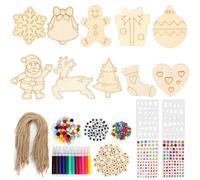 ROTKUSZ 354PCS Colgantes de Madera para Navidad, Ahuecar Decoraciones Festivas Abeto Manualidades Bricolaje Adornos de árboles de Navidad, Adornos de Madera de Colgantes Festivos para Diy