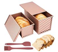 ROTKUSZ 4 Piezas Molde para Pan con Tapa, Molde Rectangular Antiadherente para Pan de Molde y Pasteles