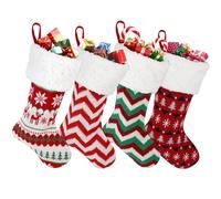 ROTKUSZ 4PCS Medias navideñas para llenar, Bolsa de Regalo para Navidad Papá Noel Decoración Navideña de Santa Claus Tradicionales Rojos, Bolsas de Regalo Calcetin Navideño para Decoracion (B)