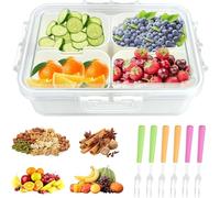 Cuenco para Aperitivos con Tapa con 4 Compartimentos Bandejas para Aperitivos con Tapa Caja de Almacenamiento Plato de Aperitivos con Compartimentos para Frutos Secos, Frutas, Especias
