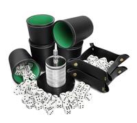 ROTKUSZ Juego completo de 5 cubos de piel y 30 dados, cubiertos de choque acrílicos con tablas de dados de piel, juego de cubiertos de choque, para adultos, juegos casuales, barras, rompecabezas