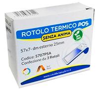 Rotolificio Pugliese 93453 Blíster 3 rollos papel térmico sin BPA 57 mm x 7 m, 55 g