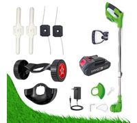 ROTORAZER 8 IN 1 Desbrozadora Electrica, 2 Baterías 21V, Cortabordes, Podadora, Corta cesped, Varios Accesorios, Cabezal pivotante 90º (Mower+1Battery)