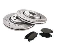 Rotores de disco de freno GT Sport + pastillas compatibles con Volkswagen Golf 7 Hatchback 2012 - delantero - ventilado - 0262GV - Diámetro 312 mm - Agujeros 5