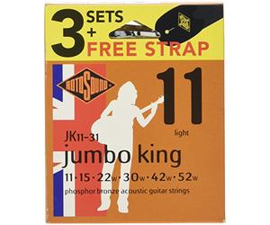 Rotosound Cuerdas para guitarra acústica JUMBO KING 3 juego de Cuerdas + correa J11-31-F