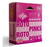 Rotosound Roto Pinks cuerdas para guitarra eléctrica 09-42 pack de 10 R9-10 | Cuerdas de acero niquelado para guitarra eléctrica, Super Light .009" a .042", 6 cuerdas, pack de 10, Made in UK.