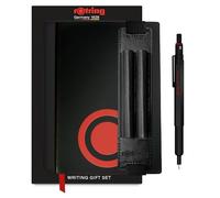 Juego para regalo con portaminas negro rOtring 600 de 0,5, estuche de poliuretano y bloc de notas | Portaminas de cuerpo metalizado | Negro | Empuñadura estriada antideslizante y cuerpo hexagonal
