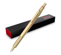 Portaminas rOtring 600 | Mina HB, 0,5 mm | Portaminas con cuerpo metalizado completo | Oro | Agarre estriado antideslizante y cuerpo hexagonal