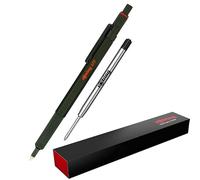 rOtring Bolígrafo 600 | Punta Media | Tinta negra | Barril verde | Recargable + Recambio adicional para bolígrafo BLK