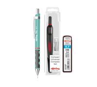 rOtring Geometry & Drafting Set - Compacto Universal Compacto + Portaminas Tikky 0,7 mm + Recambios de mina HB - Kit de precisión alemán para dibujo técnico y uso escolar